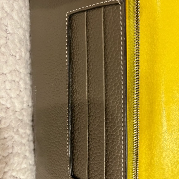 Céline Grey-Taupe Bicolor Yellow Bifold Snap Large Long Flap Wallet - Picture 10 of 16